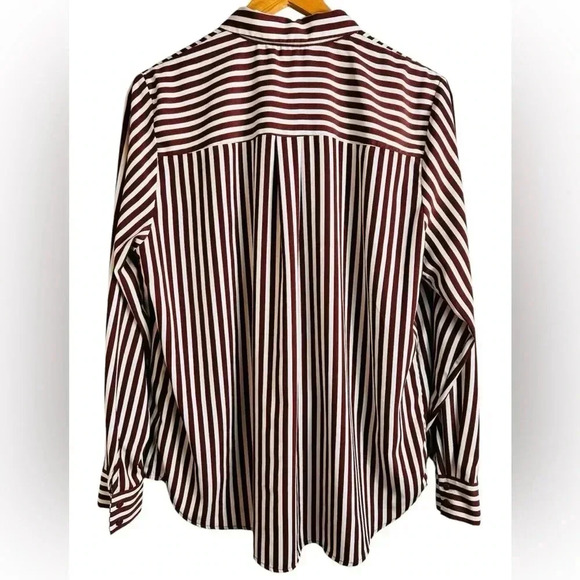 H&M soft, striped, button-up blouse with collar, Size 12, relaxed  fit, loose - Picture 9 of 10